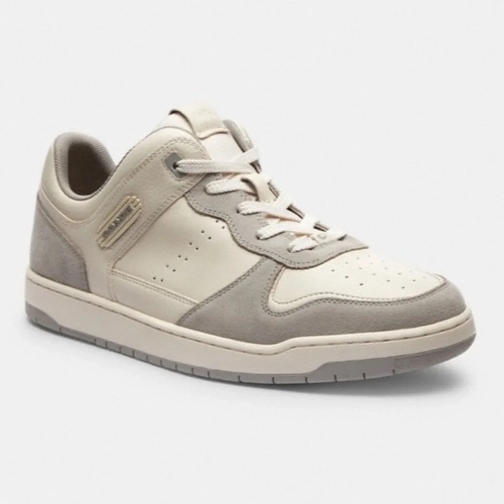 Coach Mixed C201 Material Women's Sneaker Suede Low Top Chalk Dove Grey 8 B